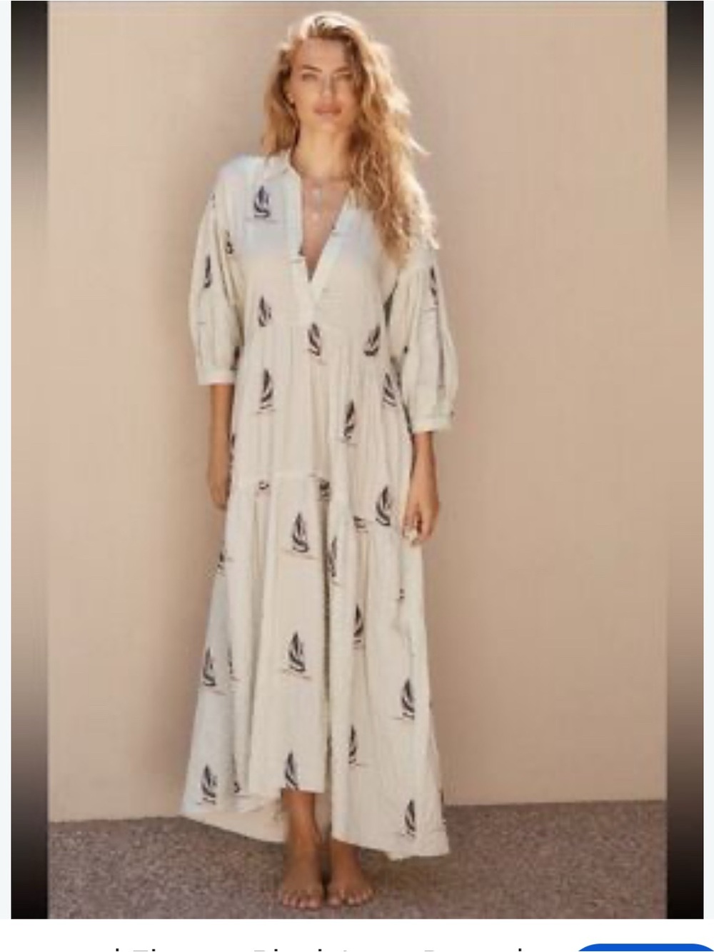 Anthropologie Tiered Maxi Dress with Sailboats